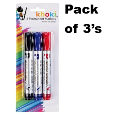 Round Tip Permanent Markers - Pack of 3's